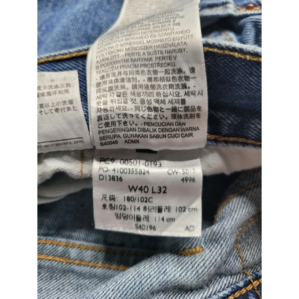 Levis 501 Jeans Mens 40x32 Blue Button Fly Denim Pants Straight Classic Workwear